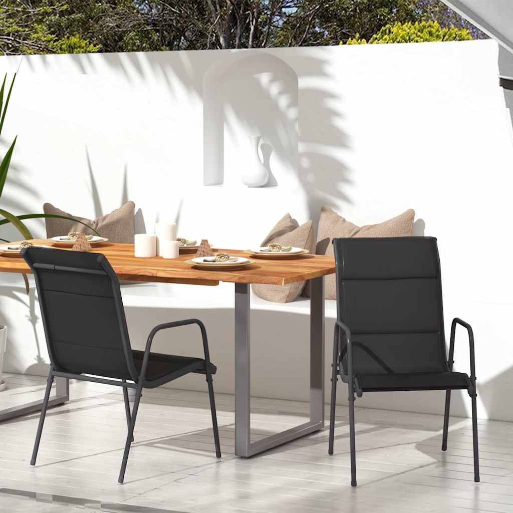 Sedie da Giardino 2 pz in Acciaio e Textilene Nere cod mxl 23214