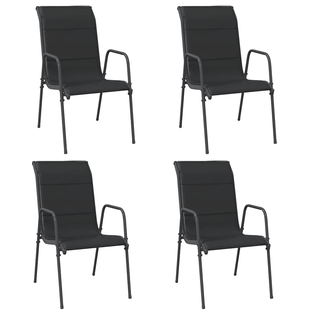 Sedie da Giardino 4 pz in Acciaio e Textilene Nere cod mxl 23215