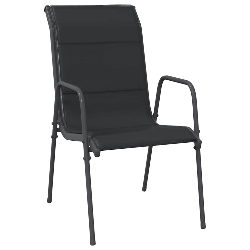 Sedie da Giardino 4 pz in Acciaio e Textilene Nere cod mxl 23215