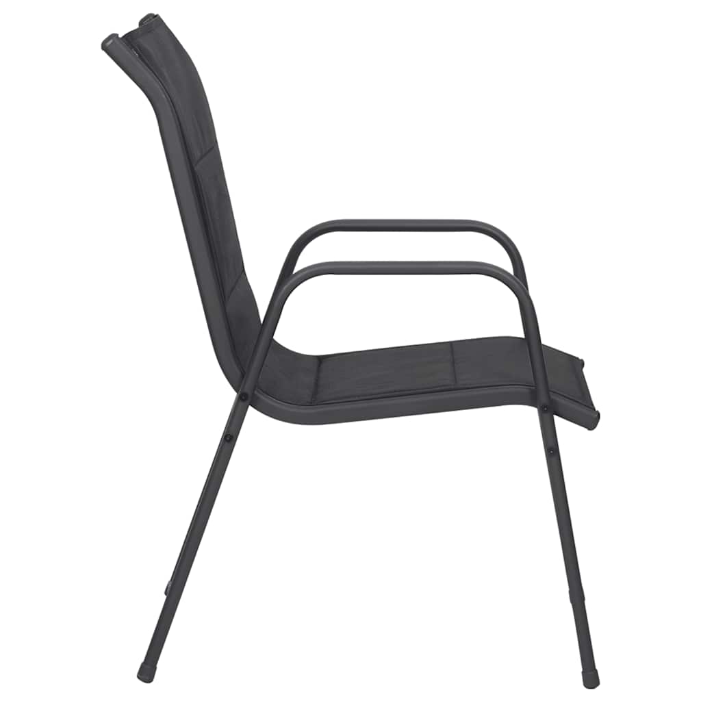 Sedie da Giardino 4 pz in Acciaio e Textilene Nere cod mxl 23215