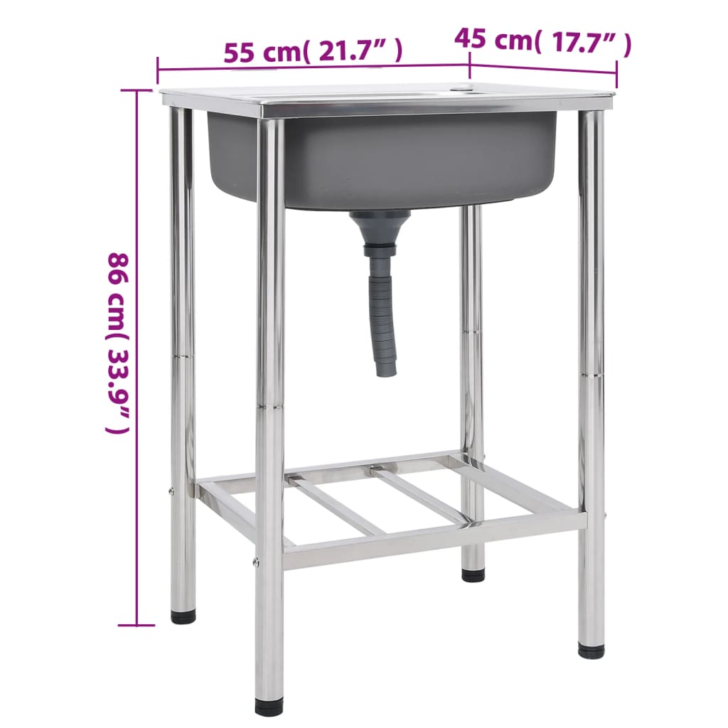 Lavello da Campeggio con Vasca Singola in Acciaio Inox 151210
