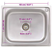 Lavello da Campeggio con Vasca Singola in Acciaio Inox 151210