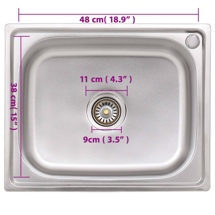 Lavello da Campeggio con Vasca Singola in Acciaio Inox 151210