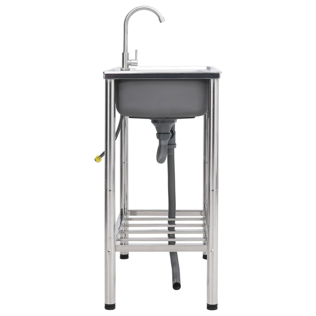 Lavello da Campeggio Vasca Doppia con Rubinetto-Lavandino-Lavabo in Acciaio Inox 614661