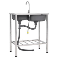 Lavello da campeggio doppio lavello con rubinetto in acciaio inox 02_0002436