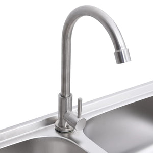 Lavello da Campeggio Vasca Doppia con Rubinetto-Lavandino-Lavabo in Acciaio Inox 614661