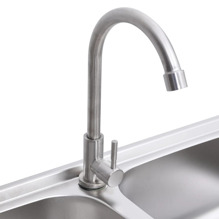 Lavello da Campeggio Vasca Doppia con Rubinetto-Lavandino-Lavabo in Acciaio Inox 614661