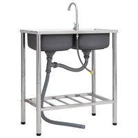 Lavello da campeggio doppio lavello con rubinetto lavello da cucina lavello da garage lavello da esterno antivegetativo 78 x 43 cm acciaio inox 02_0002437