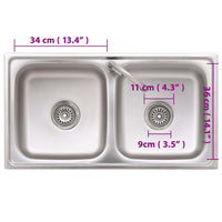 Lavello da Campeggio Vasca Doppia con Rubinetto in Acciaio Inox 151212