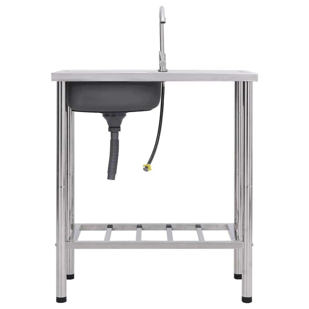 Lavello da Campeggio Vasca Singola con Rubinetto-Lavandino-Lavabo Acciaio Inox 546755