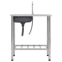 Lavello da Campeggio Vasca Singola con Rubinetto-Lavandino-Lavabo Acciaio Inox 546755