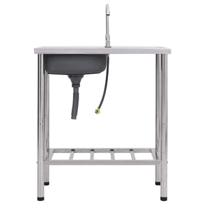 Lavello da Campeggio Vasca Singola con Rubinetto-Lavandino-Lavabo Acciaio Inox 546755