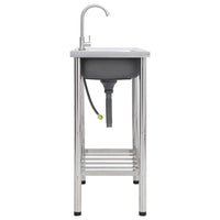 Lavello da campeggio lavabo singolo con rubinetto 75 x 40 x 15 cm acciaio inox 02_0002438