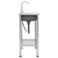 Lavello da Campeggio Vasca Singola con Rubinetto-Lavandino-Lavabo Acciaio Inox 546755