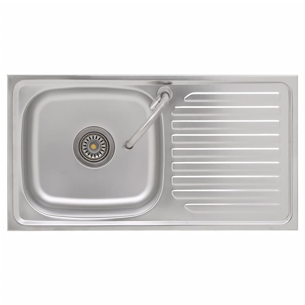 Lavello da campeggio lavabo singolo con rubinetto 75 x 40 x 15 cm acciaio inox 02_0002438