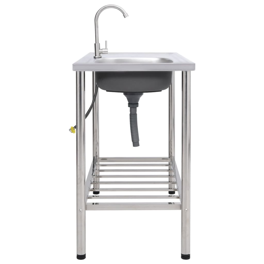 Lavello da Campeggio Vasca Singola con Rubinetto-Lavandino-Lavabo Acciaio Inox 182448