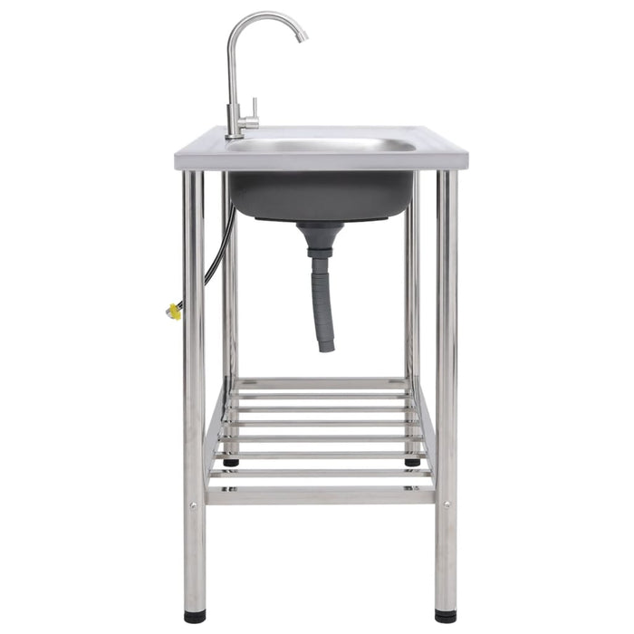 Lavello da Campeggio Vasca Singola con Rubinetto-Lavandino-Lavabo Acciaio Inox 182448