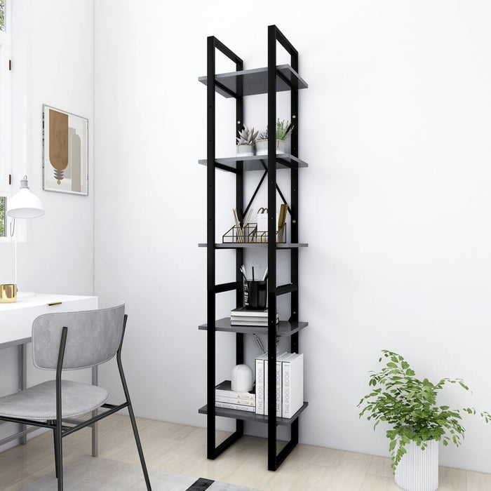 Libreria a 5 Ripiani Grigia 40x30x175 cm in Legno Multistrato 3081970