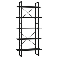 Libreria a 5 Ripiani Nera 80x30x175 cm in Truciolato