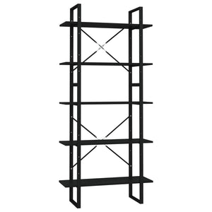 Libreria a 5 Ripiani Nera 80x30x175 cm in Truciolato