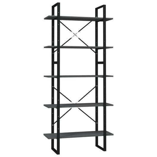 Libreria a 5 Ripiani Grigia 80x30x175 cm in Legno Multistrato 3081990