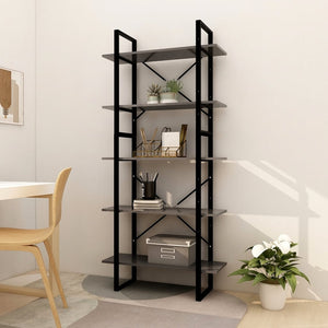 Libreria a 5 Ripiani Grigia 80x30x175 cm in Legno Multistrato 3081990