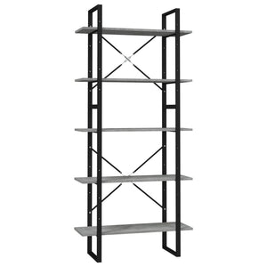Libreria a 5 Ripiani Grigio Cemento 80x30x175 cm in Truciolato cod mxl 23597