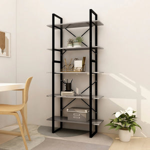 Libreria a 5 Ripiani Grigio Cemento 80x30x175 cm in Truciolato cod mxl 23597