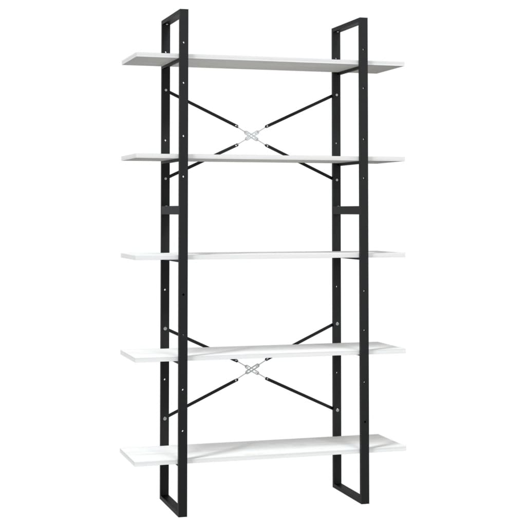 Libreria a 5 Ripiani Bianca 100x30x175 cm in Legno di Pino 3082004