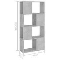 Libreria Divisorio-Scaffale per Libri-Mobile di Stoccaggio Grigio Cemento 60x24x124,5 cm