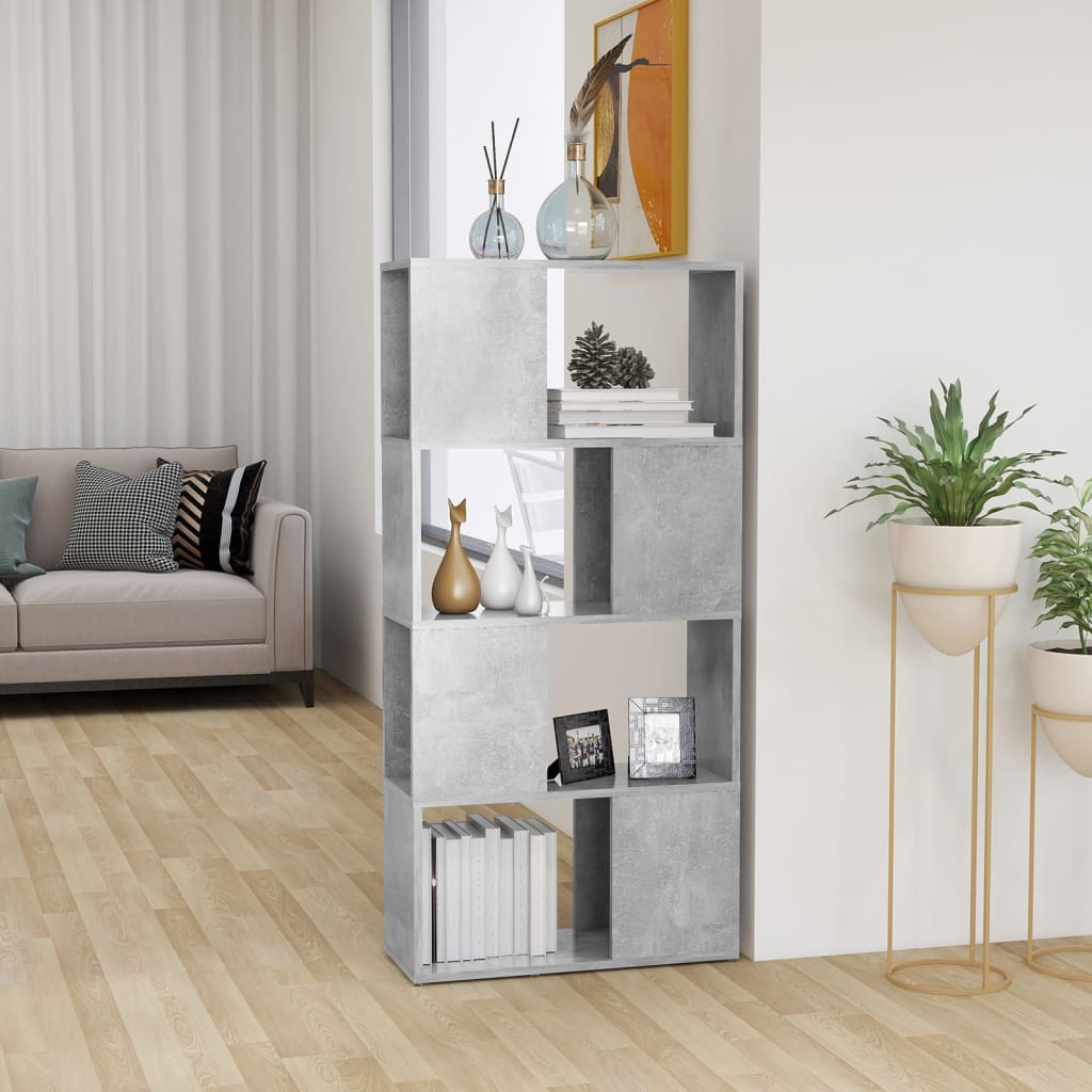 Libreria Divisorio-Scaffale per Libri-Mobile di Stoccaggio Grigio Cemento 60x24x124,5 cm