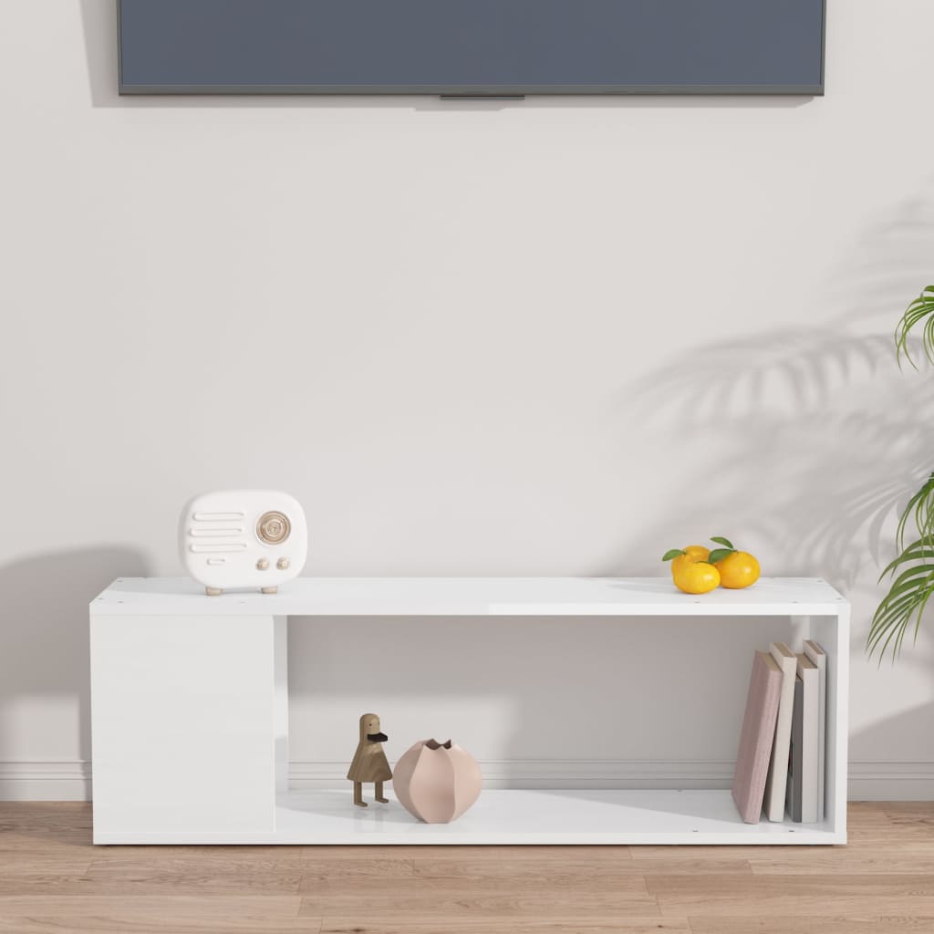Mobile TV-Credenza TV-Console TV Bianco Lucido 100x24x32 cm in Truciolato