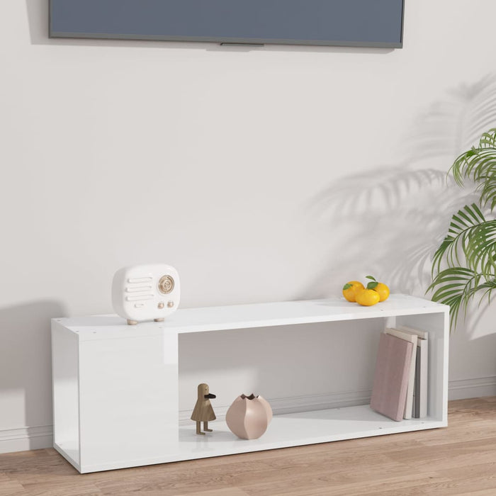 Mobile TV-Credenza TV-Console TV Bianco Lucido 100x24x32 cm in Truciolato