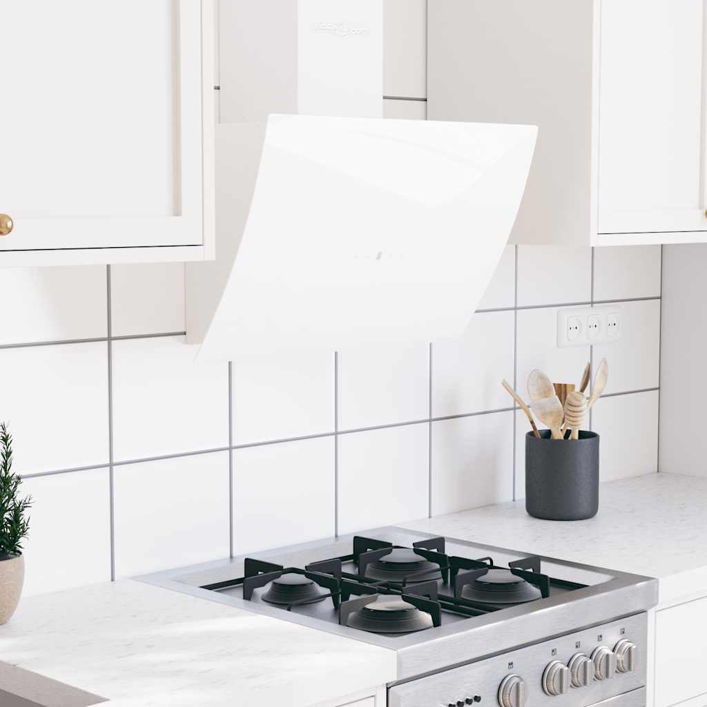 Cappa a Parete 60 cm in Acciaio e Vetro Temperato Bianco 51676