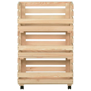 Carrello Portaverdure 37x30x80 cm in Legno Massello di Pino 327325