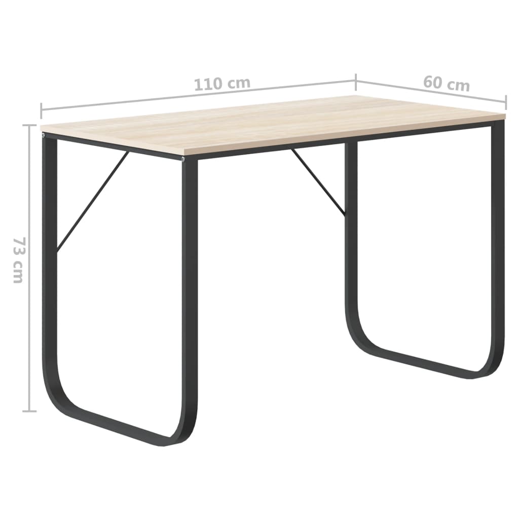Scrivania Computer Nera e Rovere 110x60x73 cm Legno Multistrato 30203