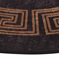 Tappeto Lavabile φ120 cm Nero e Oro Antiscivolo 337933