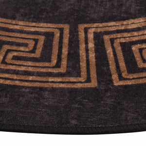 Tappeto Lavabile φ120 cm Nero e Oro Antiscivolo 337933