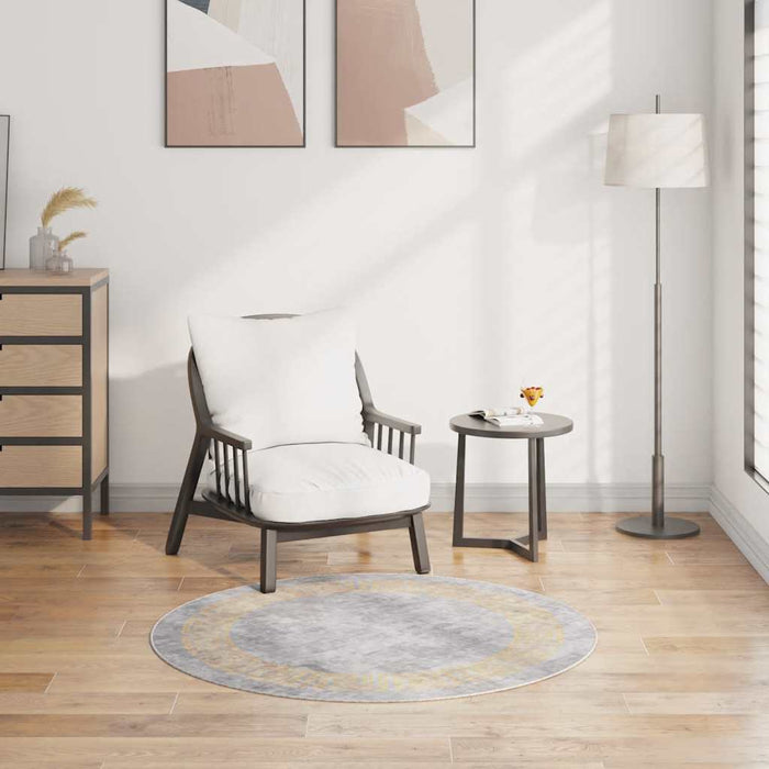 Tappeto Lavabile φ120 cm Grigio Antiscivolo 337939