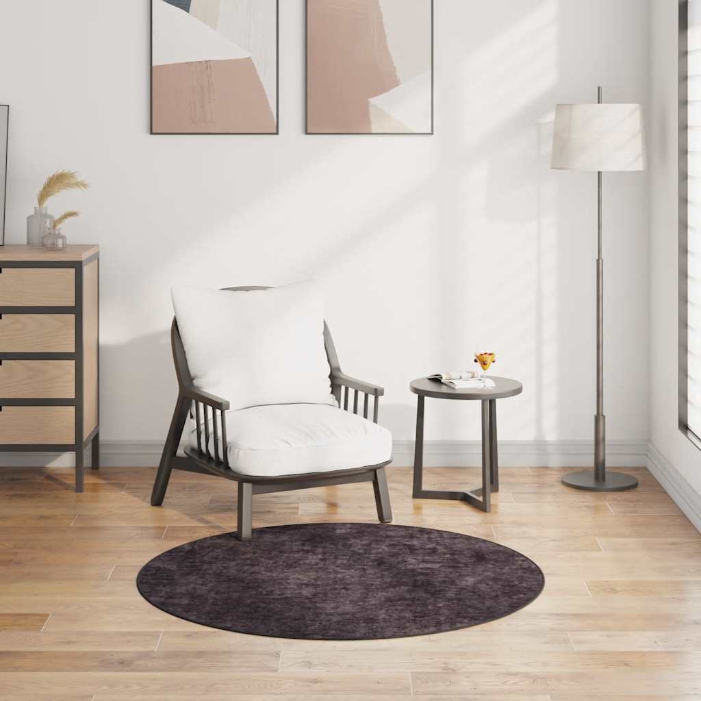 Tappeto Lavabile φ120 cm Antracite Antiscivolo 337957