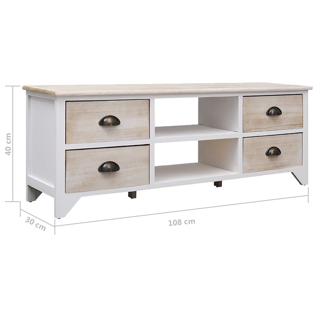 Mobile Porta TV-Mobile per TV-Credenza TV 108x30x40 cm in Legno di Paulownia