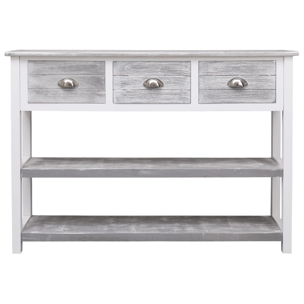 Credenza Grigio Antico 108x30x76 cm Legno Massello di Paulownia 338543