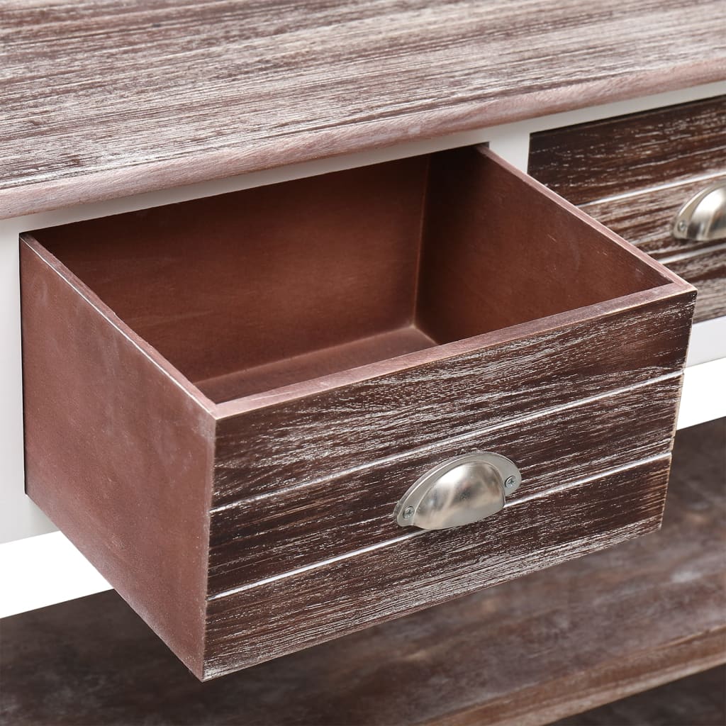 Credenza Marrone Antico 108x30x76cm Legno Massello di Paulownia 338544