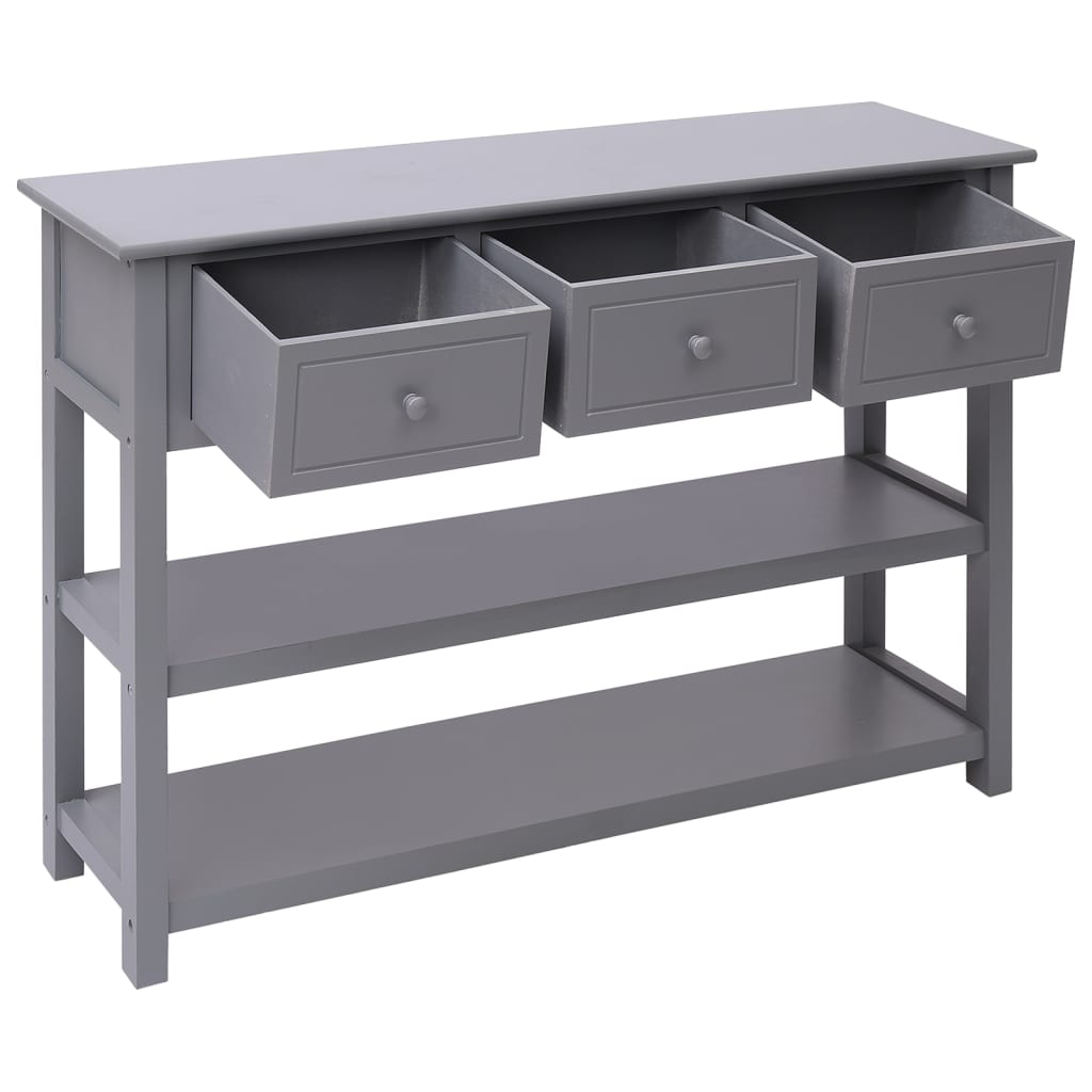 Credenza Grigia 108x30x76cm Legno Massello di Paulownia 338546