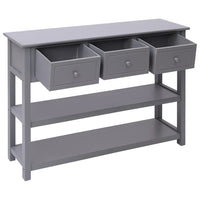 Credenza Grigia 108x30x76cm Legno Massello di Paulownia 338546