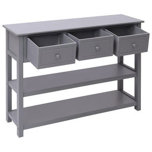 Credenza Grigia 108x30x76cm Legno Massello di Paulownia 338546