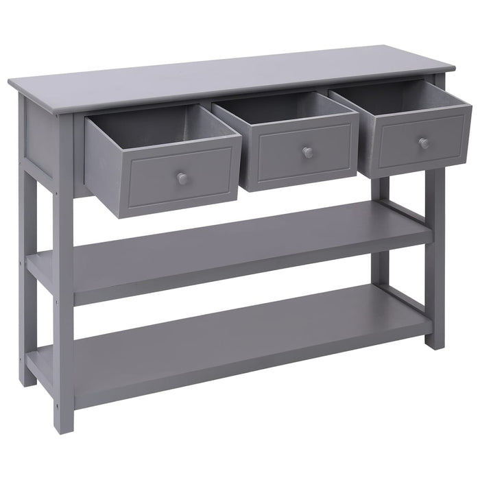 Credenza Grigia 108x30x76cm Legno Massello di Paulownia 338546