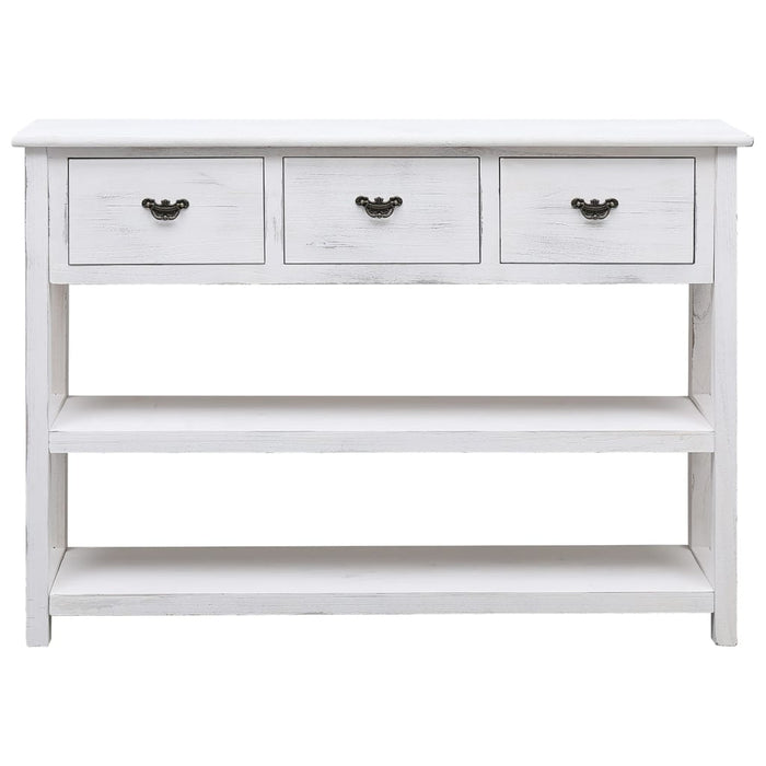 Credenza Bianco Antico 108x30x76 cm Legno Massello di Paulonia 338552