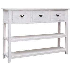 Credenza Bianco Antico 108x30x76 cm Legno Massello di Paulonia 338552
