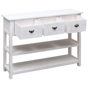 Credenza Bianco Antico 108x30x76 cm Legno Massello di Paulonia 338552